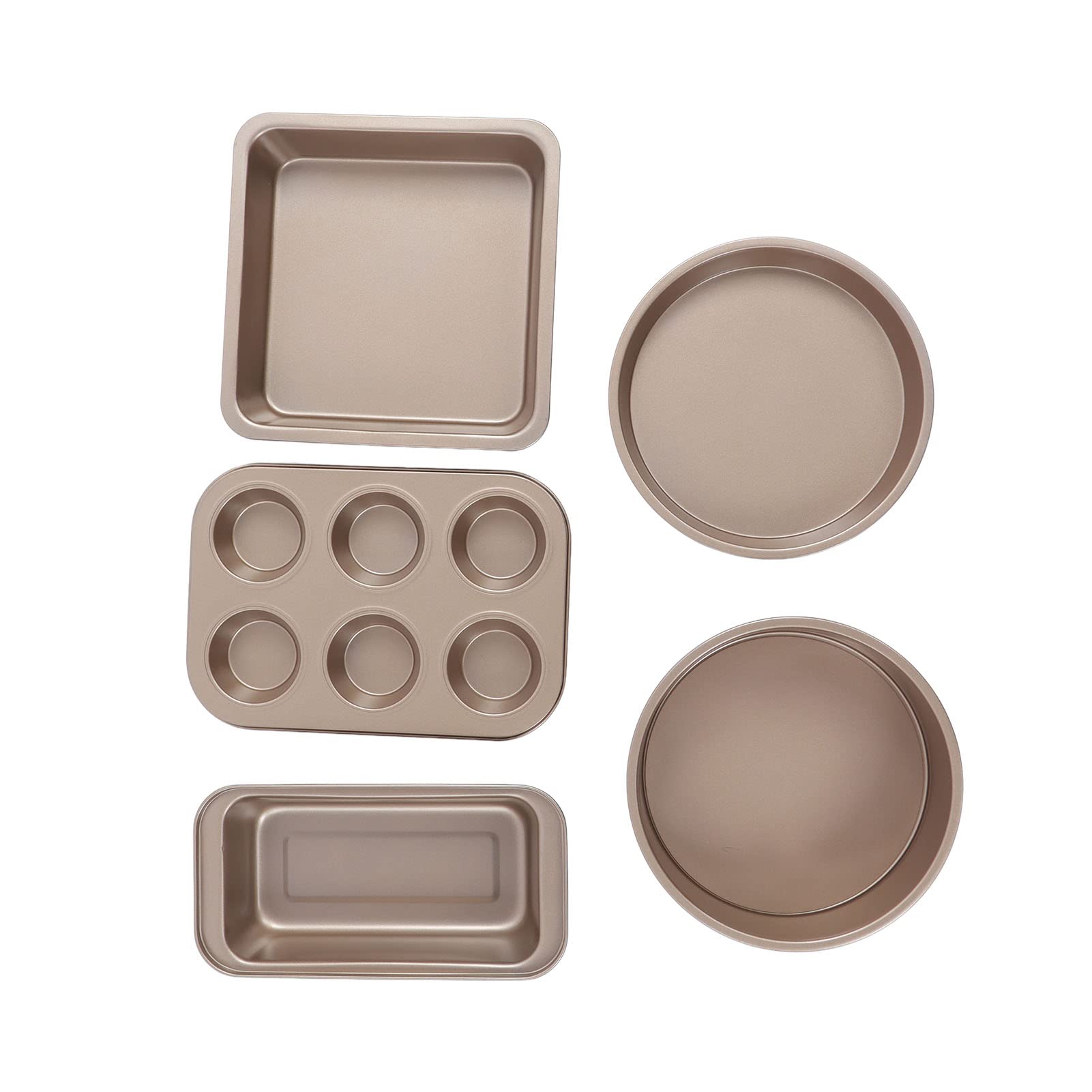 Cocoarm Backformen-Set, Backformen-Set aus Kohlenstoffstahl mit Antihaftbeschichtung, 5-teiliges, Ofenfest Bis 250 °C, mit Pizzablech, Kuchenform, Muffinform für das Backen in der Küche zu Hause