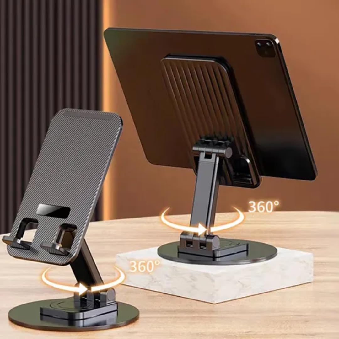 Radiant Supporto universale girevole a 360° con corpo in metallo, supporto da tavolo per telefoni e tablet