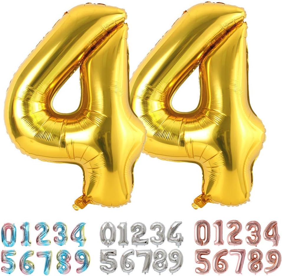 Ponmoo 34 Inch Number Balloon 44 Gold, 0 1 2 3 4 5 6 7 8 9 10 20 30 40 50 60 70 80 90 100 Age Inflatable Balloon