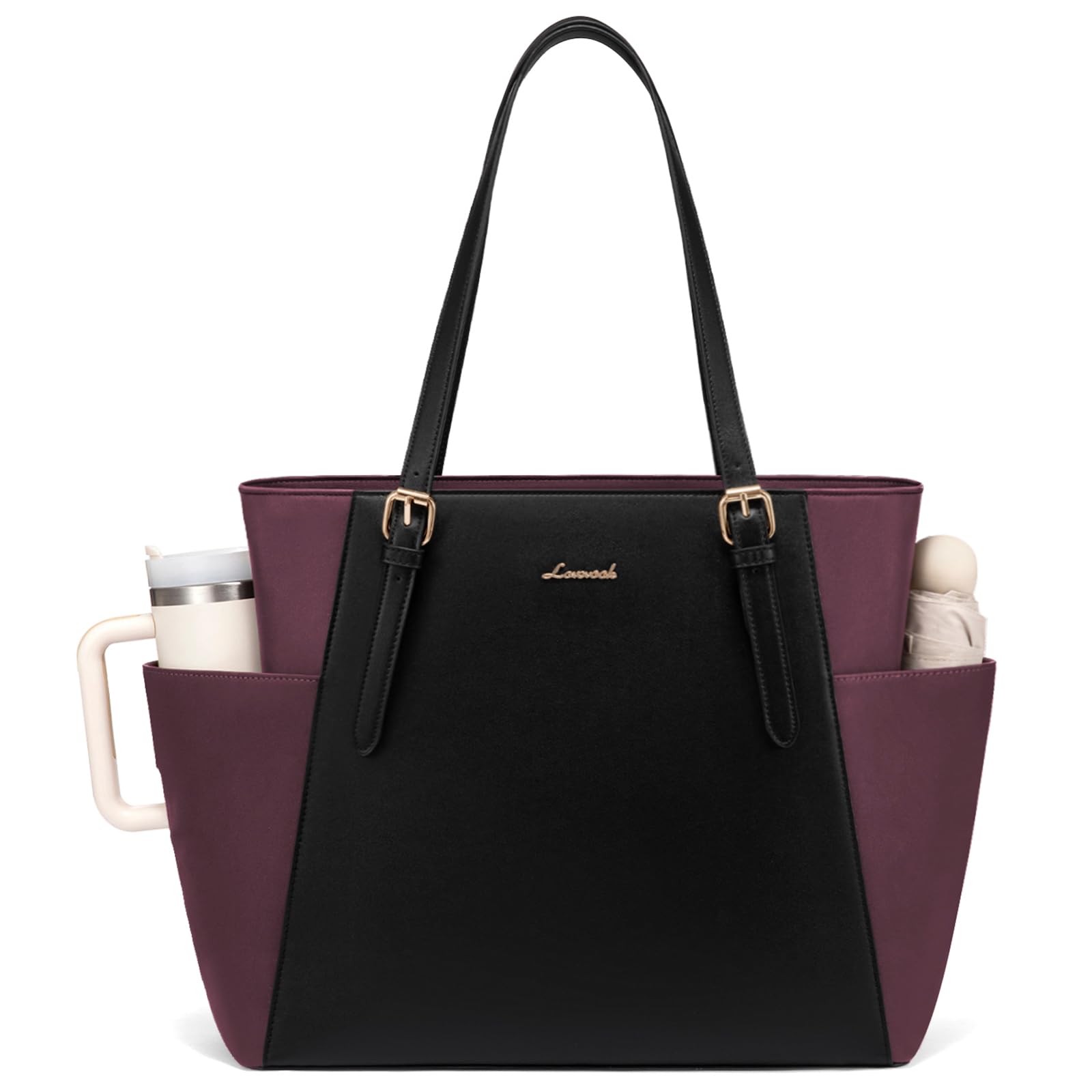 LOVEVOOK Laptop Tote Bag for Women,Leather Work Computer Briefcase Bag