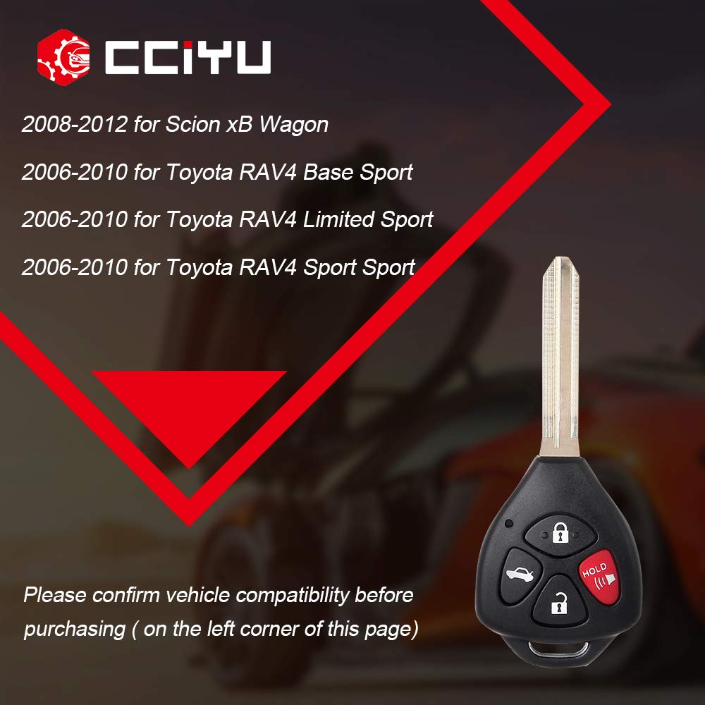 cciyu X 2 Flip Key Fob with Key Blade 4 Buttons Replacement