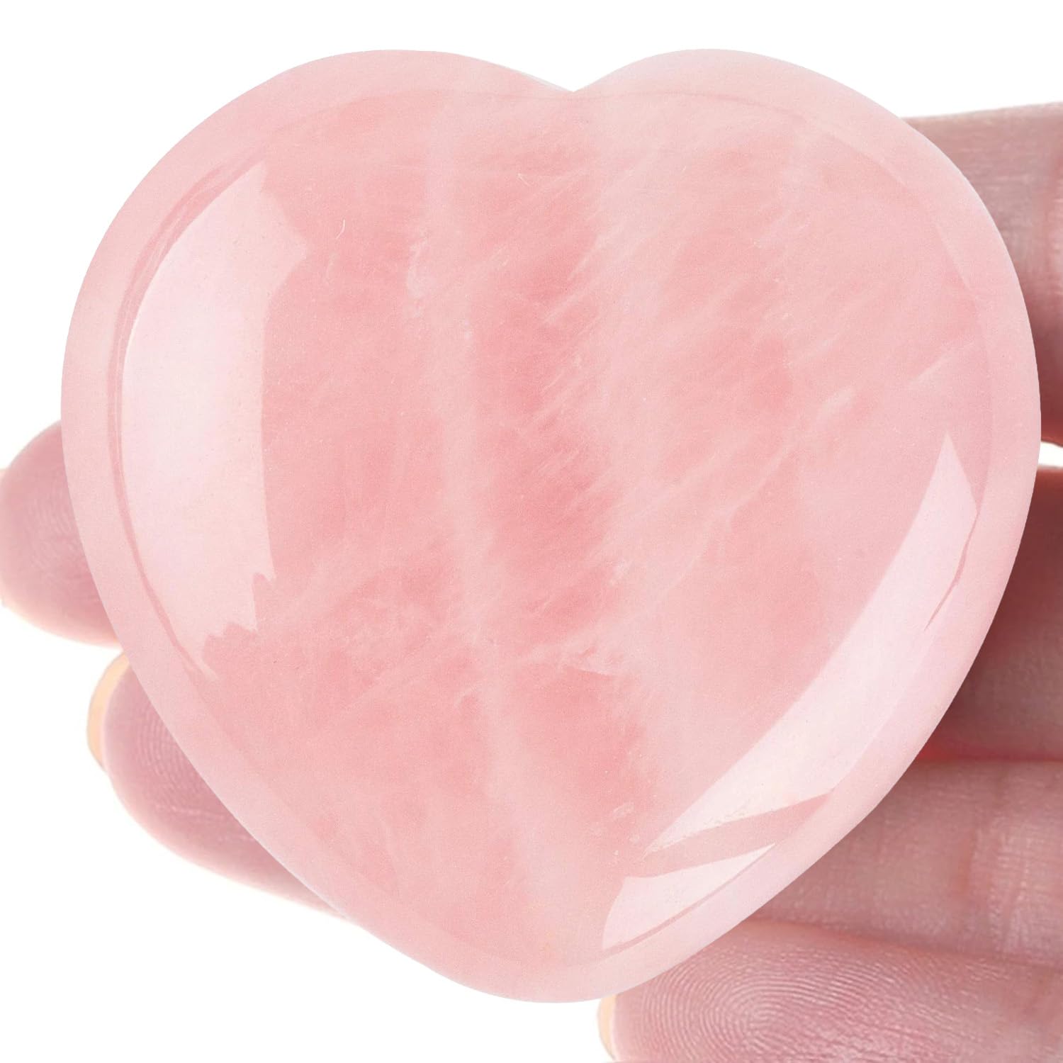 Healing Stone, Rose Quartz Thumb Worry Stone,Love Hearts Healing Crystal for Beginners Gifts for Women Kids,Yoga Anxiety Relief Gifts for Rose Quartz Crystals Ornaments Gem Stones Stress Relief Toys