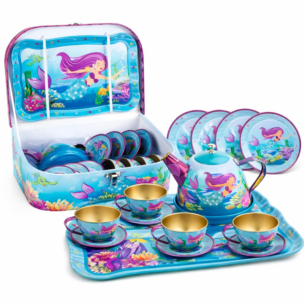 Amazon.com: 15 Piece Mermaid Tea Party Set for Little Girls