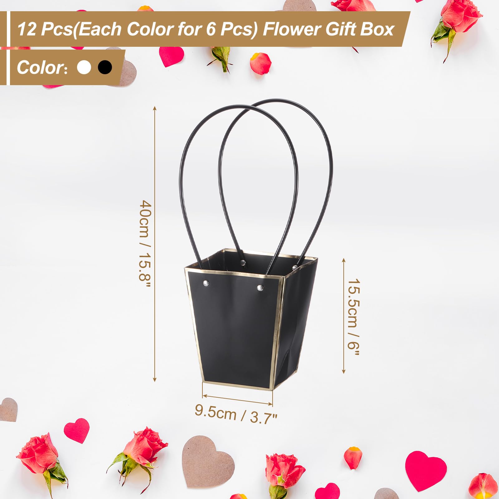 PATIKIL Papier-Blumen-Geschenktaschen – 12 Stück, Mit Metallkette, Für Sträuße & Geschenke