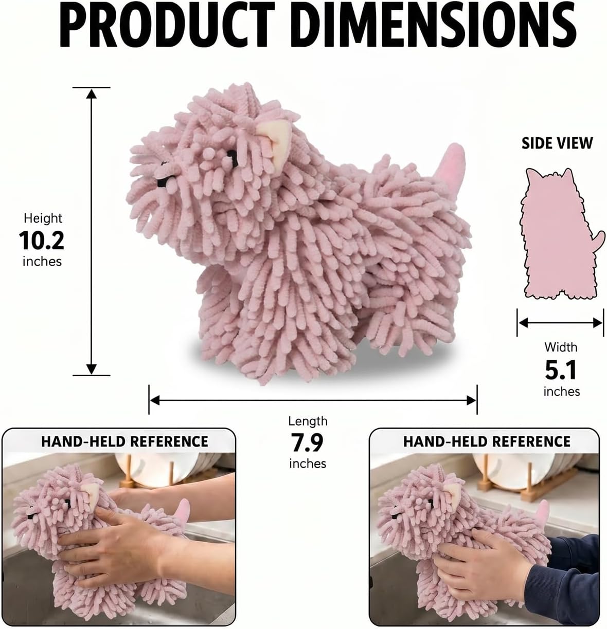 Chenille Dog Hand Towel Fuzzy Ball Dog Towel Animal Hand Towels image 3
