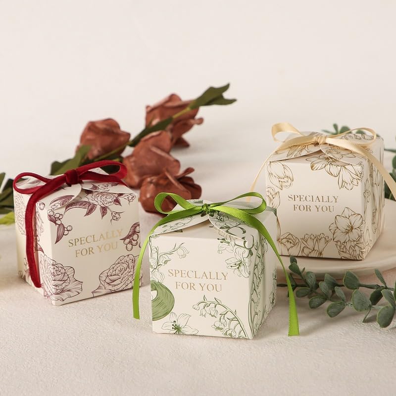 20/50/100pcs Scatole Regalo Dolci quadrate Bomboniera Bomboniera Scatola di imballaggio per Decorazione Festa di Compleanno di Natale per Gli Ospiti
