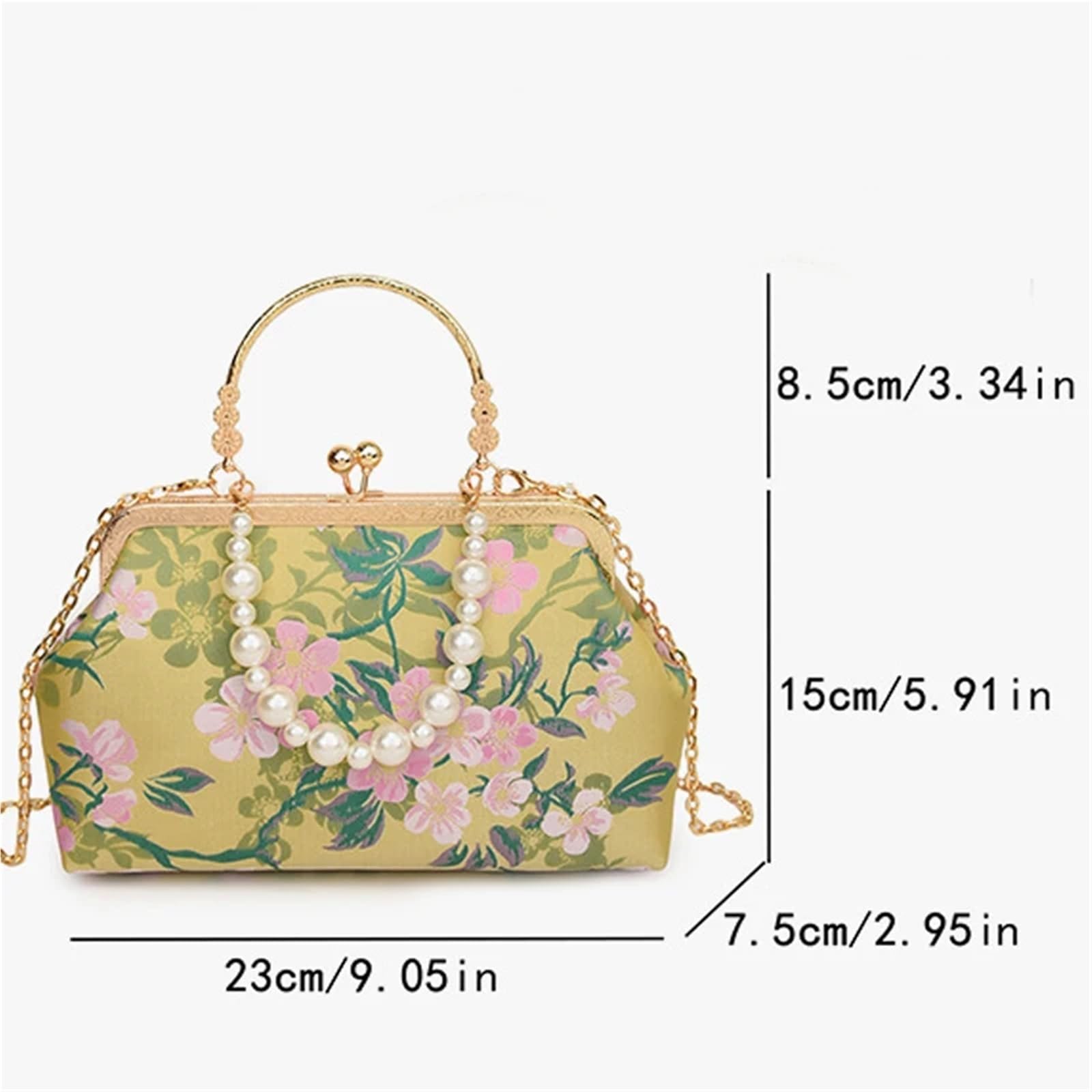 Borsa da sera con stampa ricamata retrò autunnale Borse perline di perle for le donne a tracolla catena dorata pochette for festa nozze Per Cene E Feste