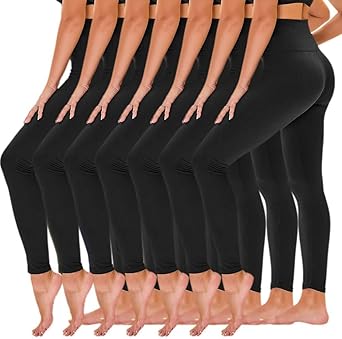 TNNZEET 7 Pack Leggings for Women - High Waisted Yoga Pants with Pockets Black Leggings Women Full Length & Capri