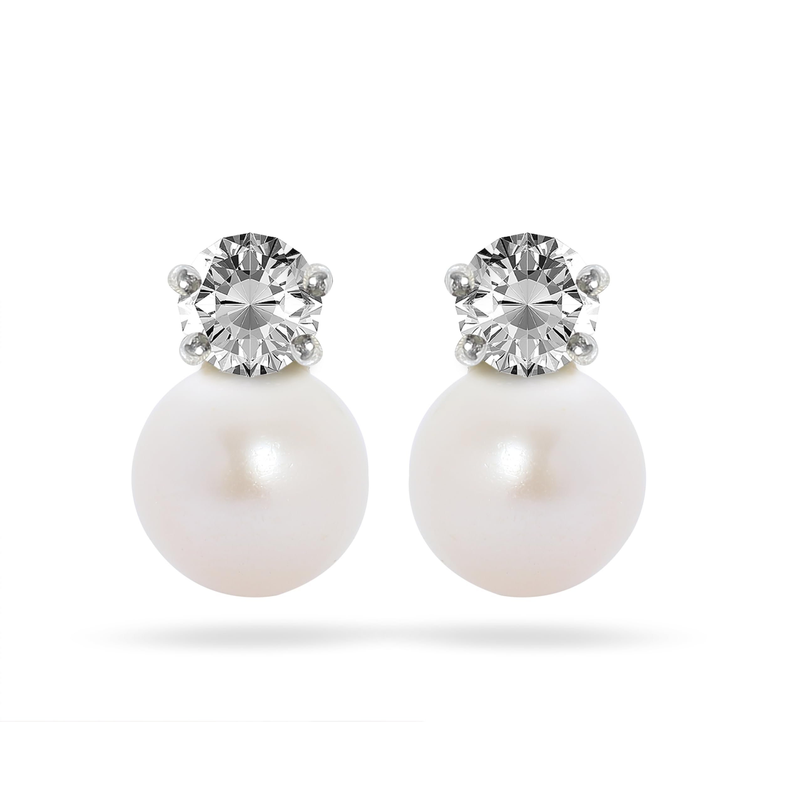 PUSHYA 925 Sterling Silver Lustrous Round Pearl and Sparkling Zircon Earrings for Women & Girls with BIS Hallmarking (B0CYTGTTFX) Amazon Price History, Amazon Price Tracker