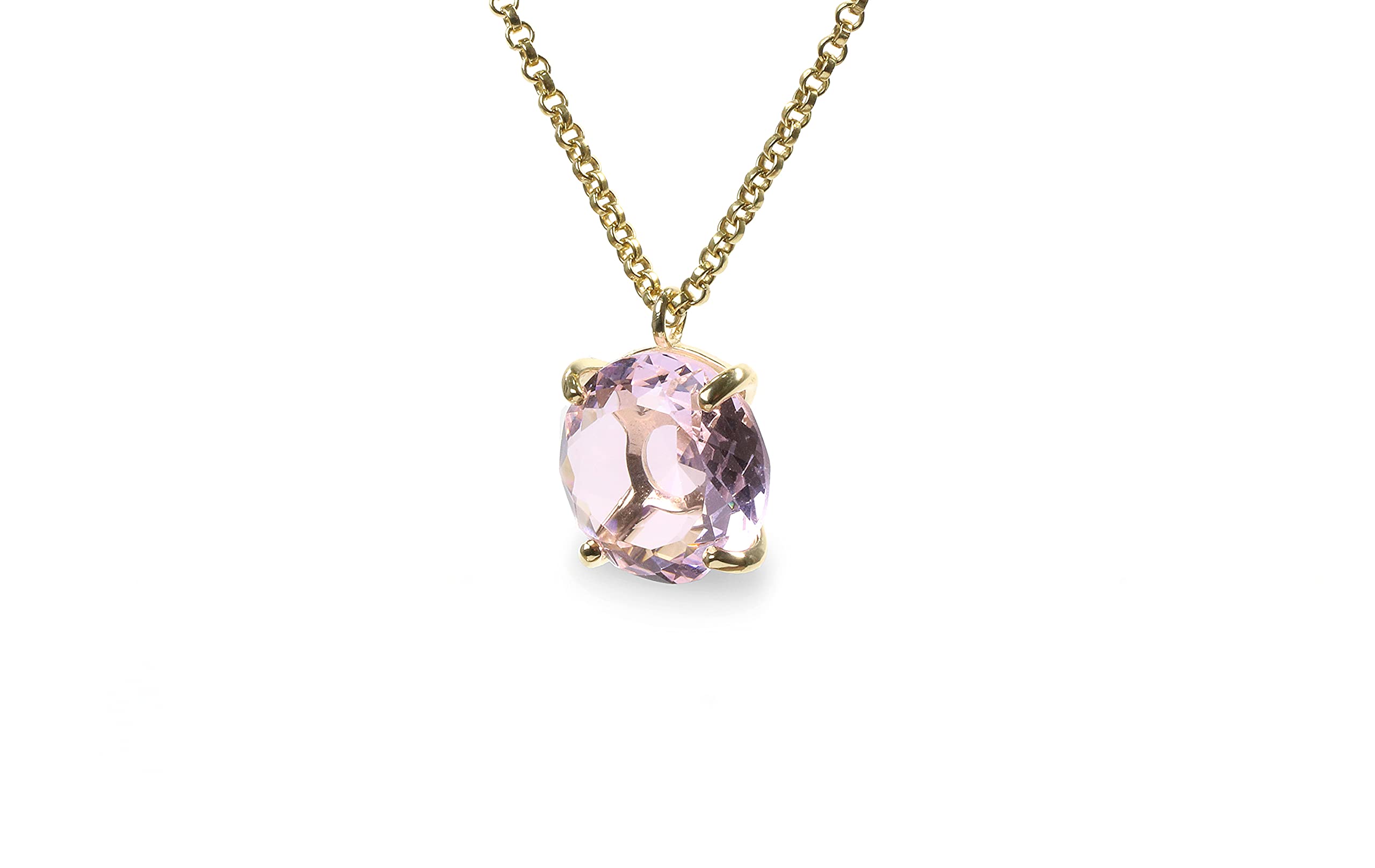 Collier en quartz rose d'exception et or précieux 14k - 8
