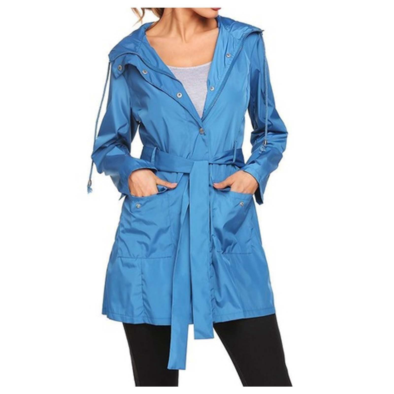 Impermeabili Da Donna Con Cappuccio, Giacca A Cintura, Giacche Antipioggia Lunghe Leggere, Trench Esterno Cappotto Pioggia Abbigliamento Trekking Impermeabile Antivento Running Corsa