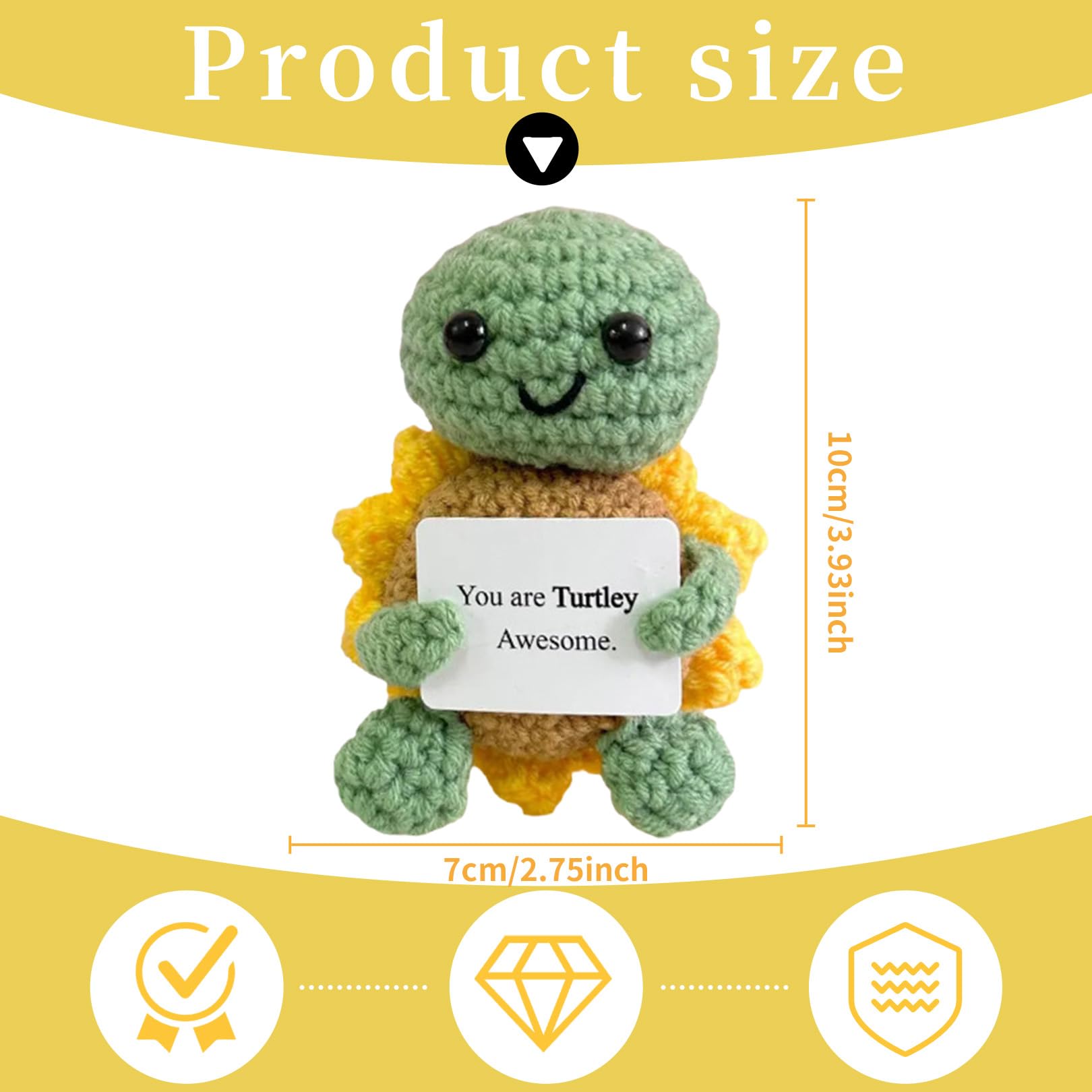 Positive Turtle,Funny Good Luck Easter Gifts with Cards,Emotional Support Positive Potato Crochet Animals,New Job/Leaving Gifts for Women/Men/Her/Him,Small Motivational Dolls for Kids,GirlFriend,Teens - Image 2