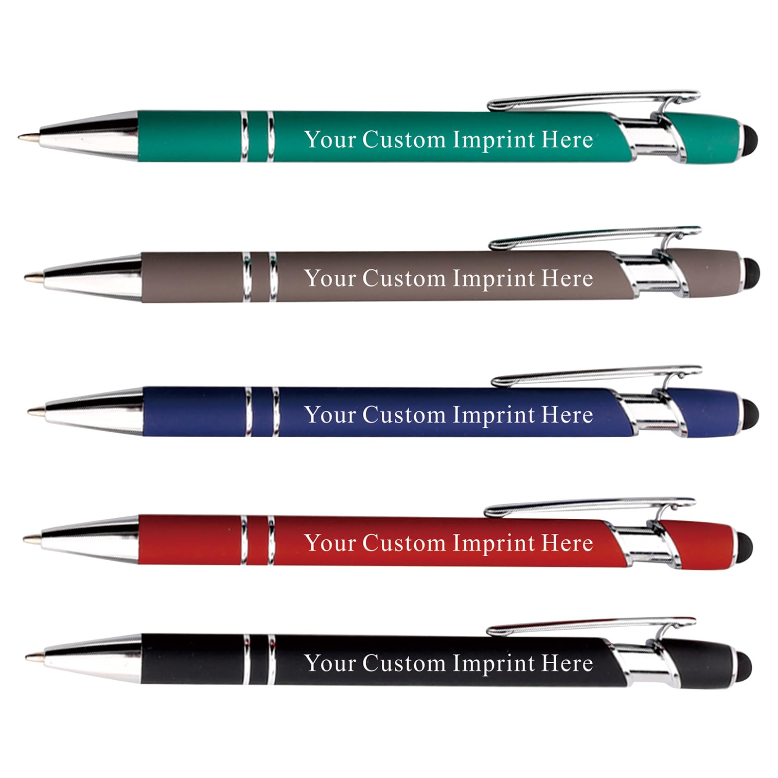 Schivity - Personalized Pens with Stylus - Custom Metallic Printed Name Pens with Black Ink - Business Advertising- Imprinted with Logo or Message (50