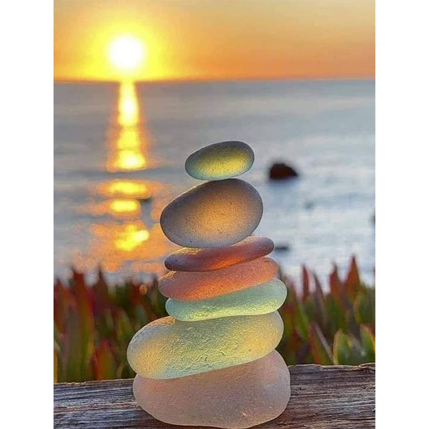 5D Diamond Painting Art Kits for Adults Kids, Full Diamond Round Number Crystal Rhinestone Embroidery Art Painting DIY Kit for Parents Children Interaction, Home Wall Decor (Cobblestone 30x40cm)