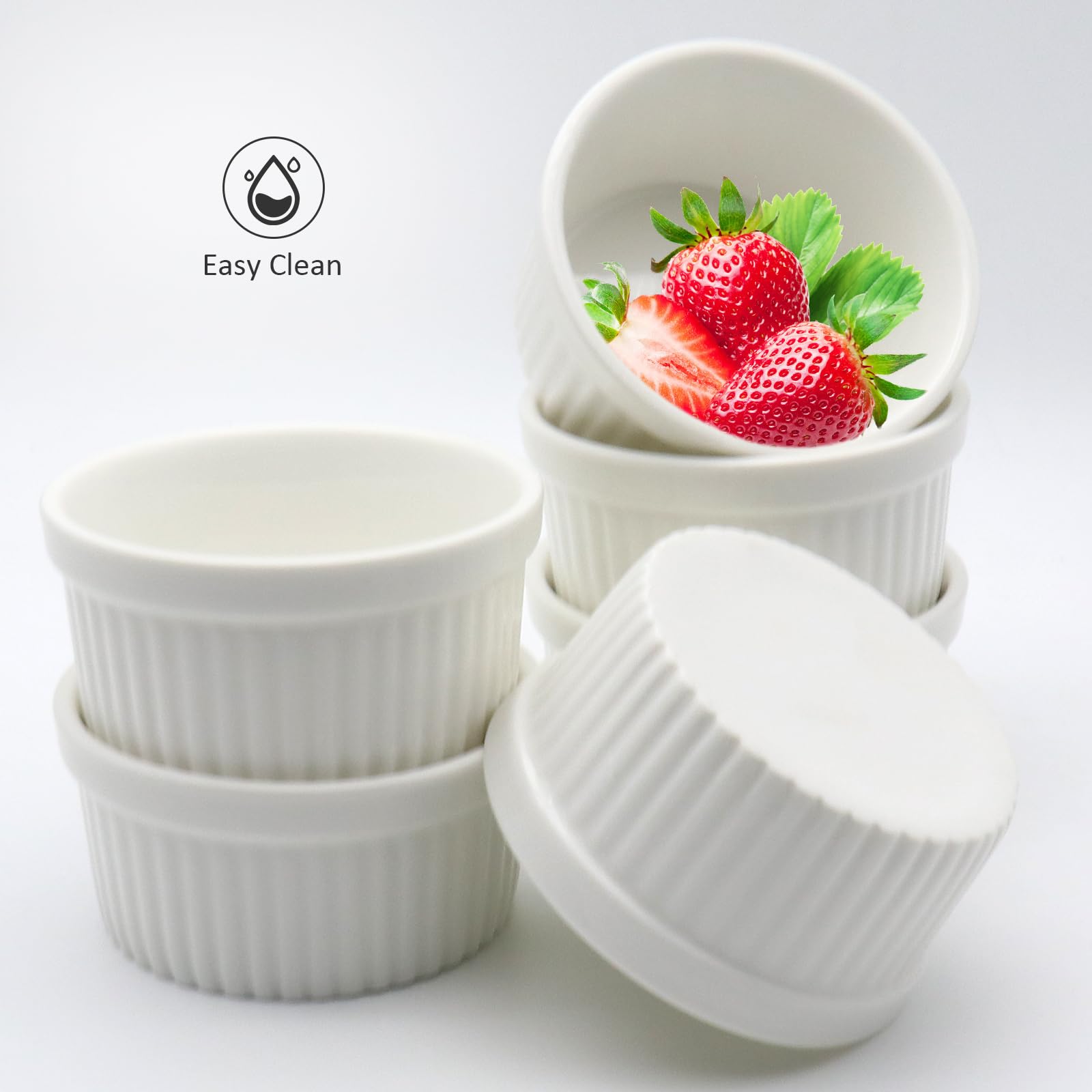 6 Ciotoline In Ceramica ZSMJAER Con Forchette - 185ml, Bianche, Per Forno E Dessert - Foto 7