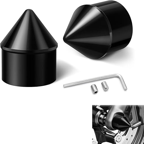 Amazicha - Tapas de eje delantero para Harley Softail Sportster, Estilo 02 Negro