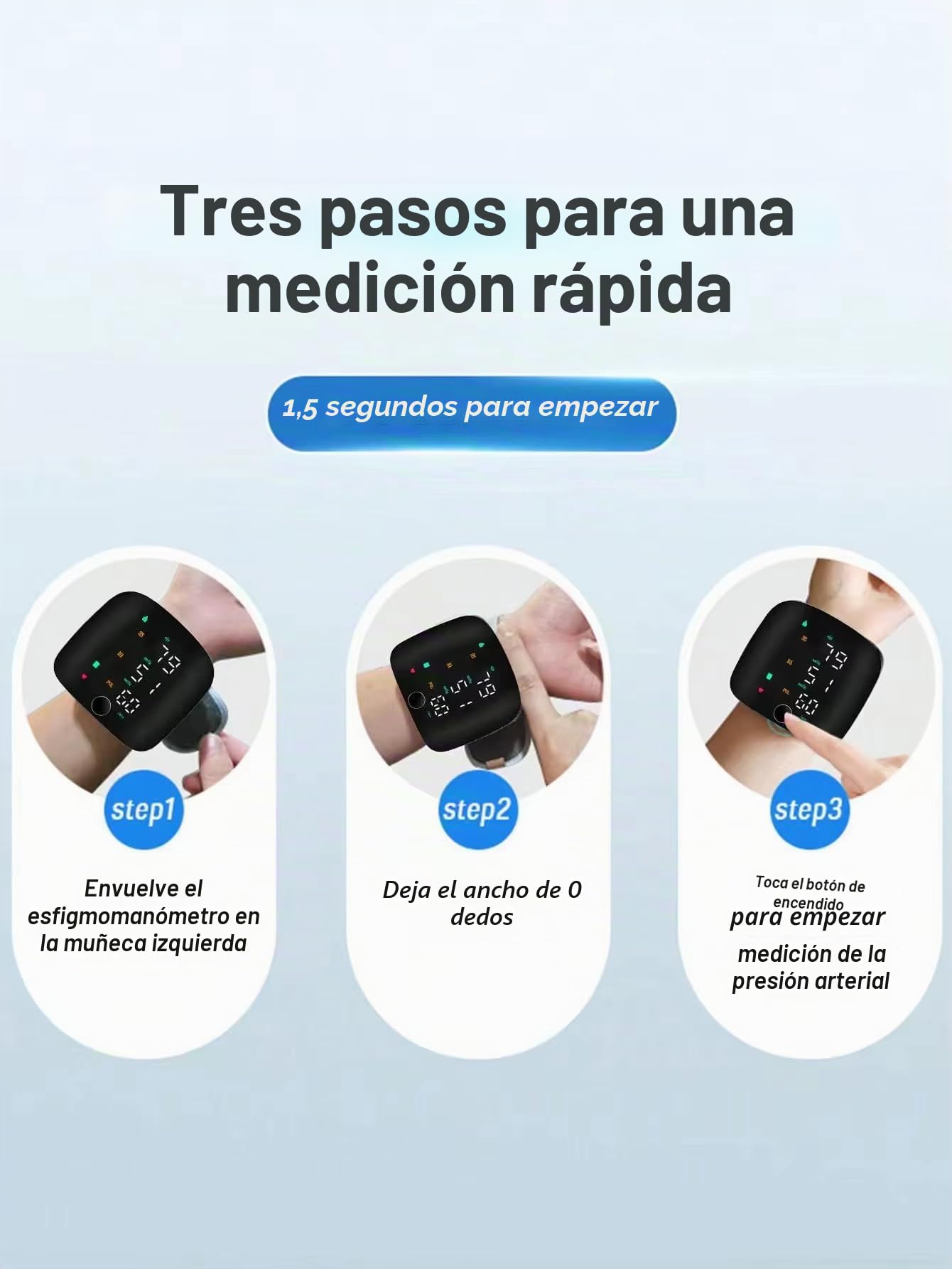 Esfigmomanómetro automático, monitor digital de presión arterial de muñeca, fácil de usar en casa, fácil de llevar, máquina de presión arterial de muñeca con recargable por USB