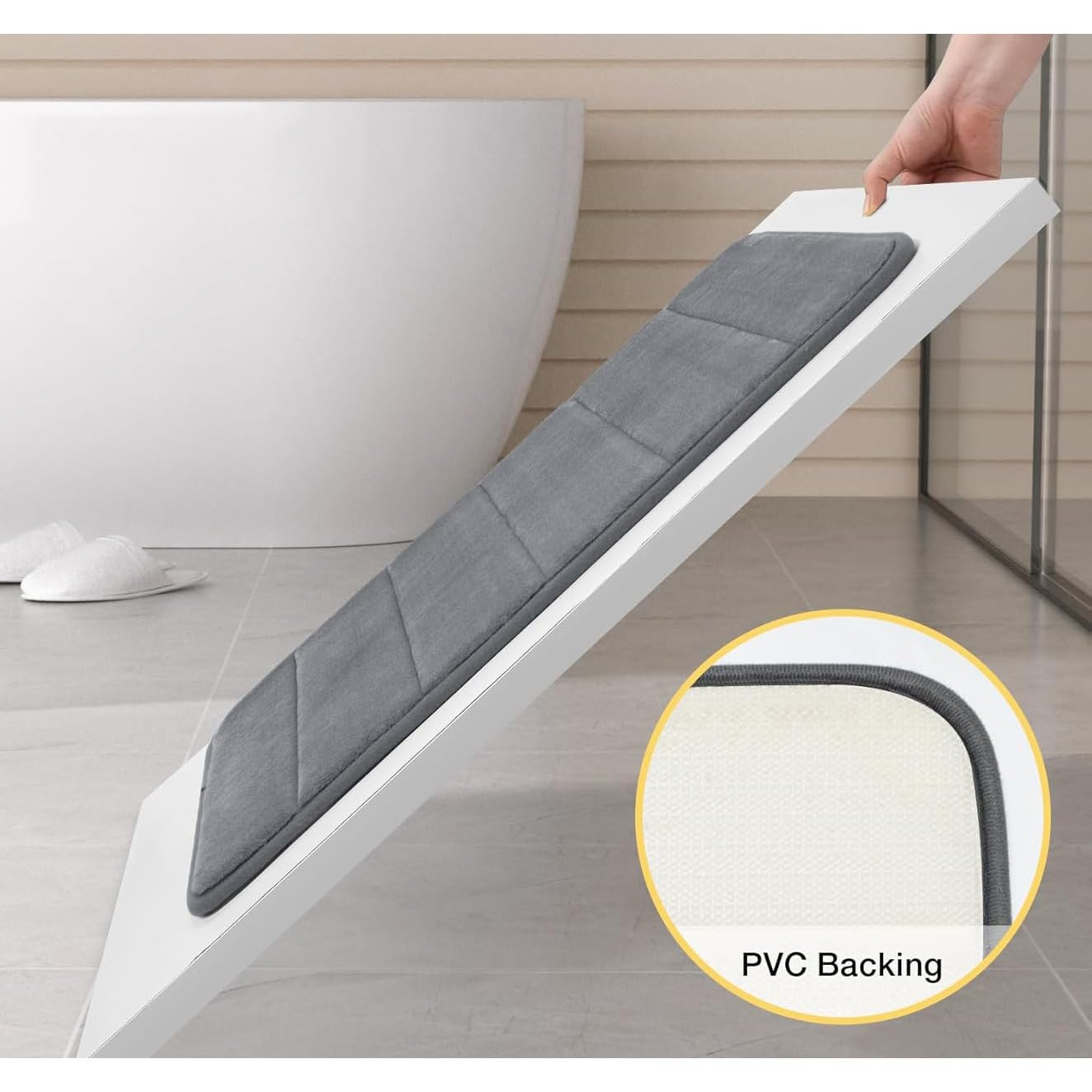 Grand tapis de bain antidérapant en mousse à mémoire de forme ultra doux et absorbant pour la maison, salle de bain, lavable en machine (bleu, 100 x 200 cm)