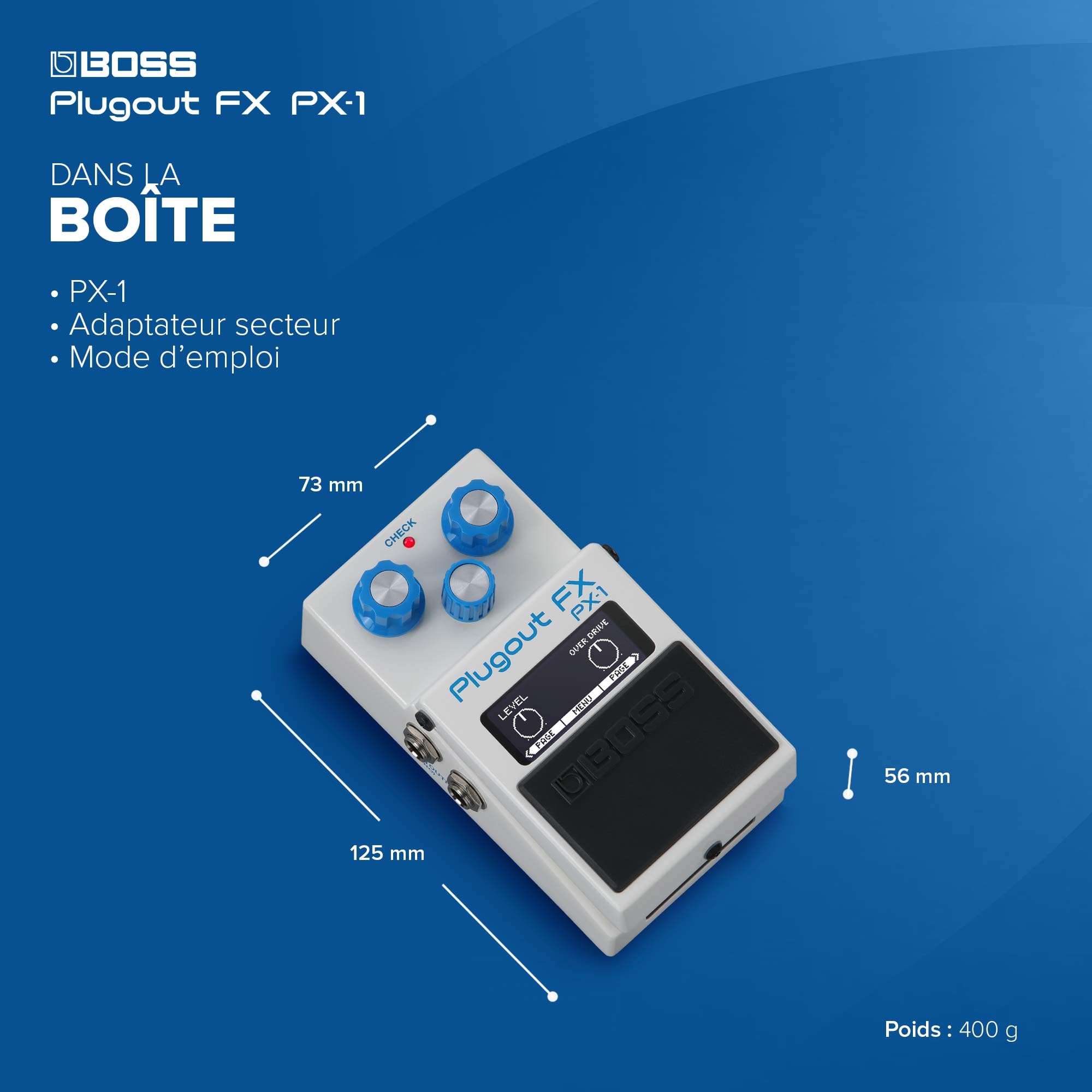 BOSS PX-1 Plugout FX | Plateforme matérielle convertible innovante | Jusqu'à 16 effets BOSS cultes dans une unique pédale compacte | Sons et réponses authentiques
