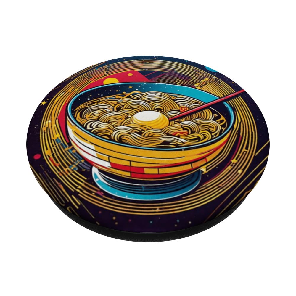 Retro Rave Festival Essentials Ramen Noodles Bowl PopSockets Swappable PopGrip, Black - Image 2
