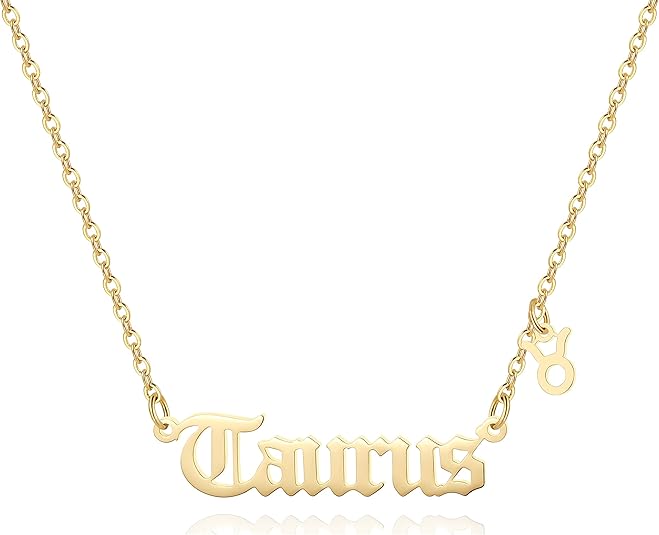 Zodiac Necklace,Zodiac Sign Pendant Necklace for Women,18K Gold Plated