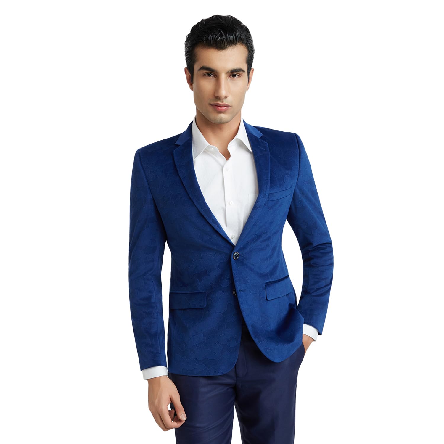 Men's Urban Fit Pure Terylene Notch Lapel Print Pattern Full Sleeve Casual Blazer