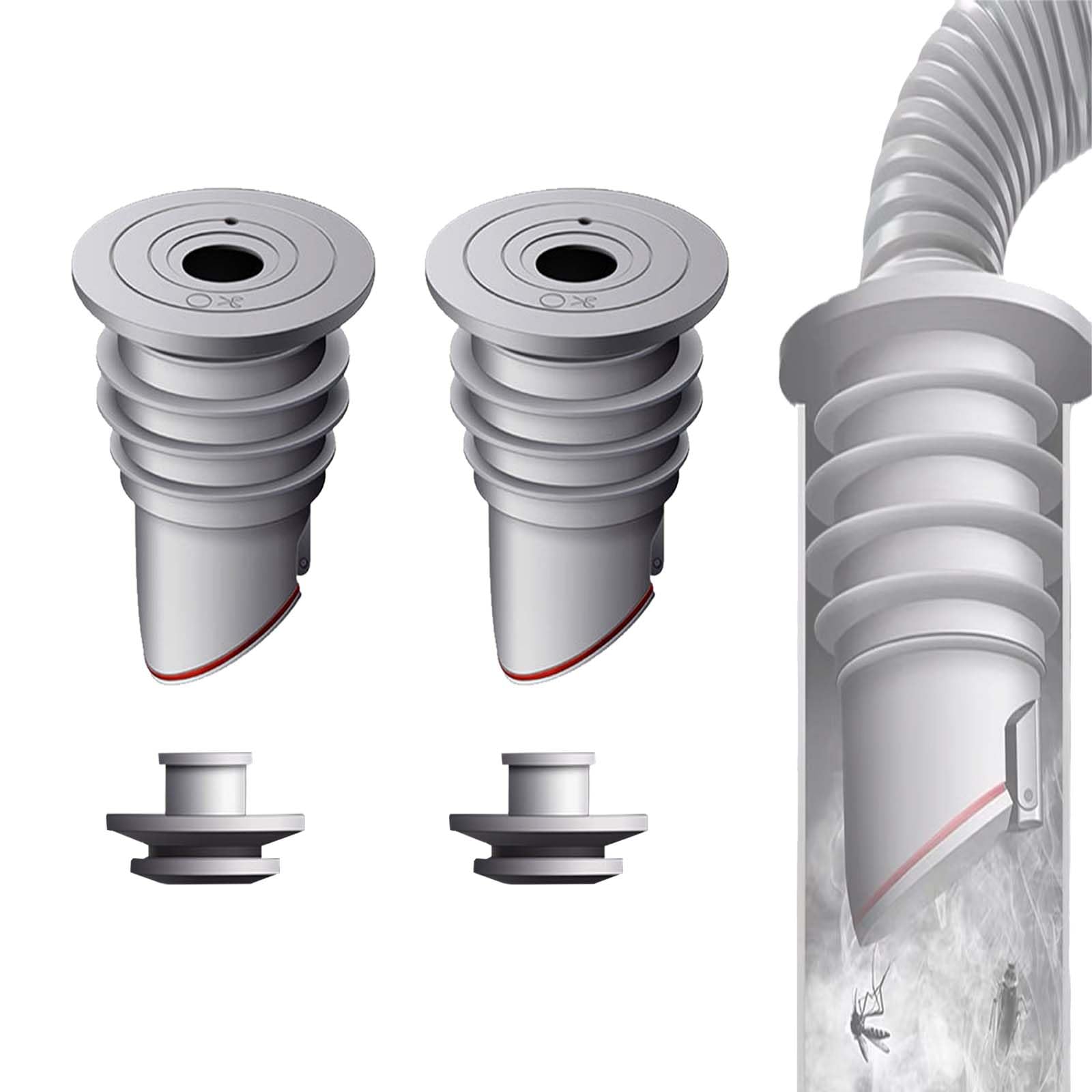 Korek uszczelniający do pralki WISIRENT, 2 szt. 35-40 mm szara uszczelka do węża spustowego pralki, pierścień uszczelniający do węża spustowego wody do pralki