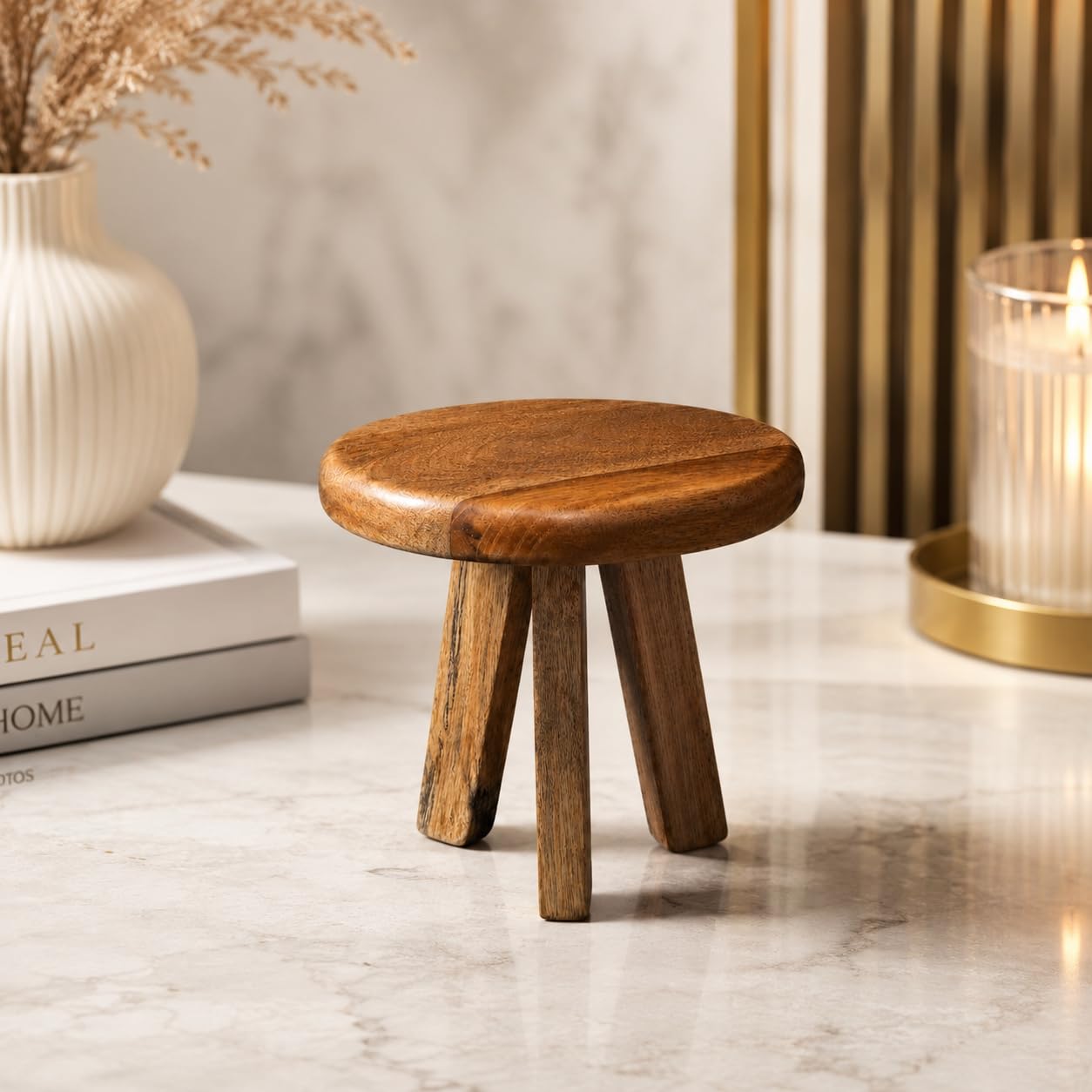 Premium Solid Wood Mini Stool, Handcrafted Decorative Plant Stand & Display Pedestal for Modern Home Decor-image-47
