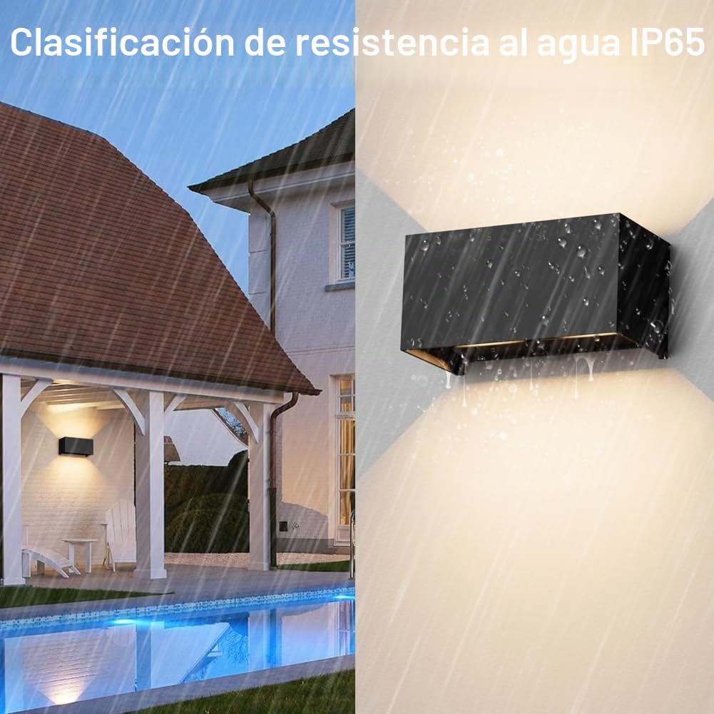 Aipsun 24W LED Lámpara de Pared Interior/Exterior,Aplique de Exterior 3000K Lámparas de Pared exterior de LED con ángulo de Haz Ajustable Aplique de Pared IP65, Negro