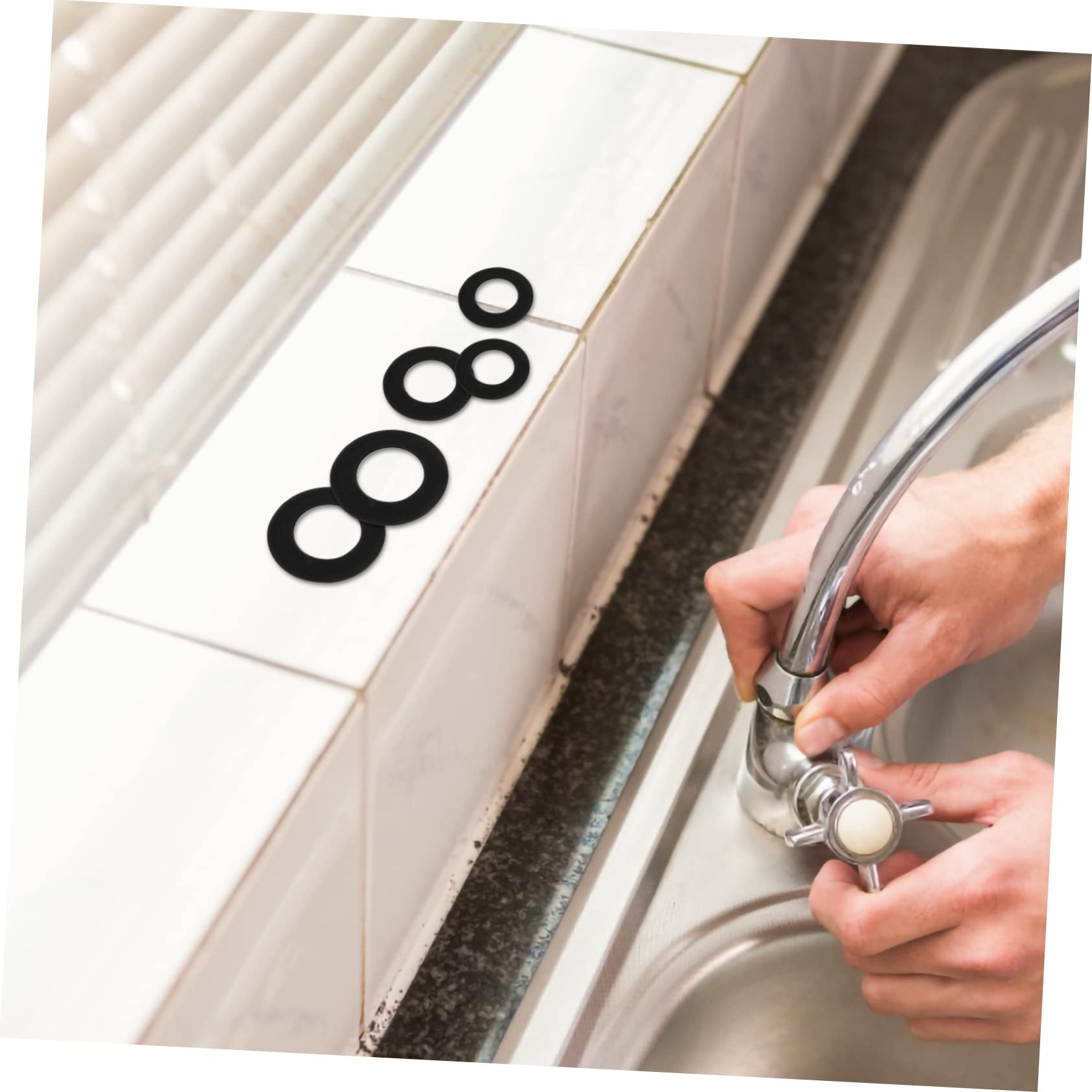 Artibetter Guarnizioni Rubinetto 215 Pezzi, Rondelle Piatte Nere in Plastico Multi Ზომe per Cucina e Bagno, Ricambio Anti-perdita per Lavello e Lavabo