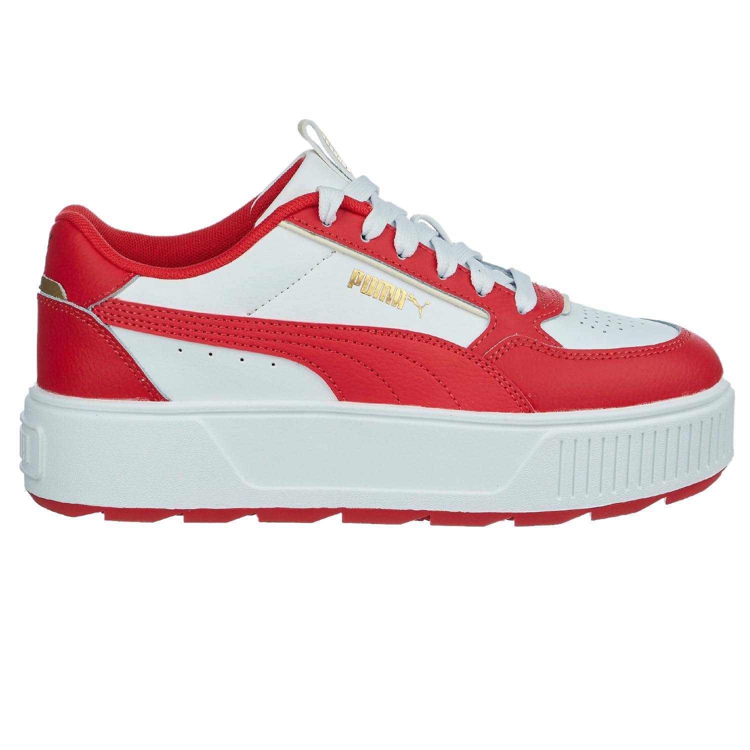 PUMA Women's Karmen Rebelle Sneaker, White-Active Red-Gold, 6.5