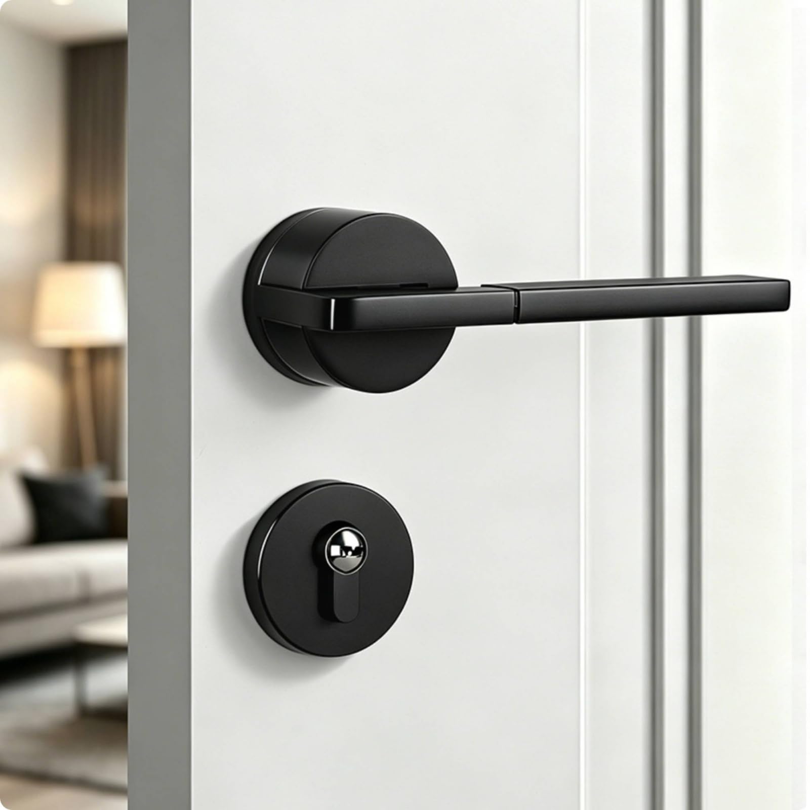 Manija de de Puerta Picaporte Pestillo Juego Completo para Puertas de Madera Palanca Larga y Embellecedor Redondo Estilo, Array, Oro Antiguo, T19 Oro Antiguo