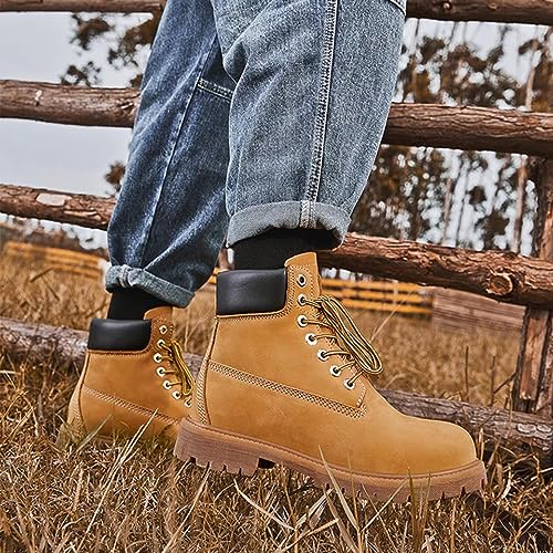 Image of SUREWAY Mens Heavy Duty Soft /Steel Toe Work Boots for Men,Goodyearwelt,Full Grain Leather Working Construction Boot,Slip /Oil /Water Resistant Industrial Safety Shoes,Soft Toe Wheat,Size 8