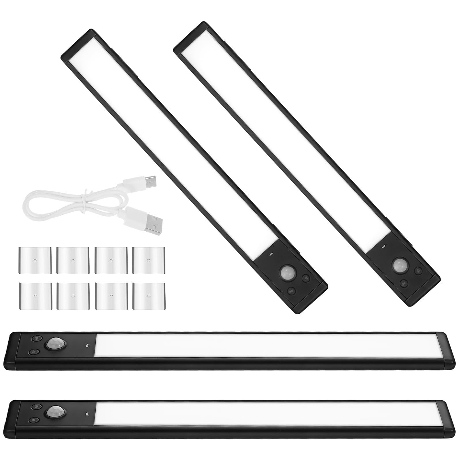 4 Pezzi Lampada Sottopensile Sensore di Movimento, Lighting Nero