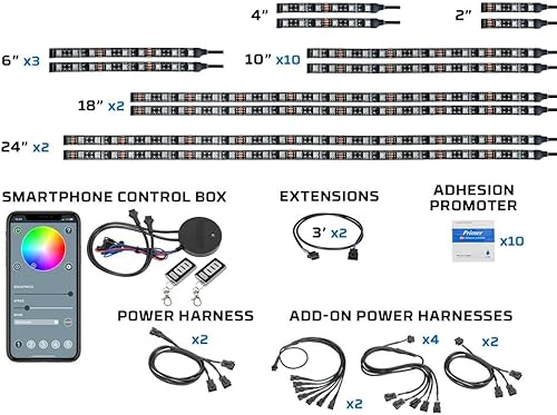 Miniatura 2 de LEDGlow Kit de iluminación LED de 38 piezas Bluetooth avanzado de millones de colores compatible con Can-Am Spyder - Aplicación para teléfono