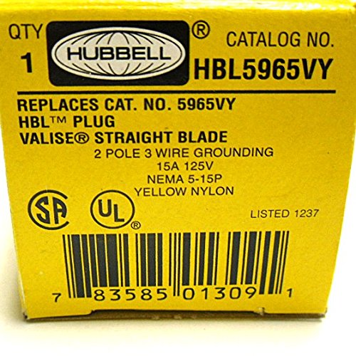 Hubbell 15-AMP 125-Volt Plug, Compatible with Truck, Male Plug, 0.5 Inch Gap, 15/16-32 UNC Thread Size, 1 Each