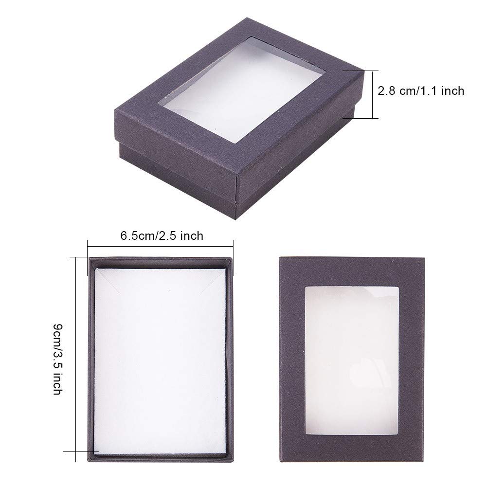 NBEADS 60 Pcs Rectangle Cardboard Jewelry Set Presentation Boxes with Sponge Inside for Jewelry Bracelet Necklace Pendants Ring Crafts Birthday Christmas Valentines Festival Present Storage, Black