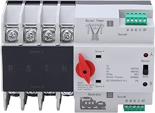 Dual Power Automatischer Transferschalter, AC 400V 4P 100A ATS PC Hutschiene Notstrom Netz Umschalter Netzfreischalter Notstromschalter Lastumschalter Kommunaler für Solar Kommunaler Strom, Generator