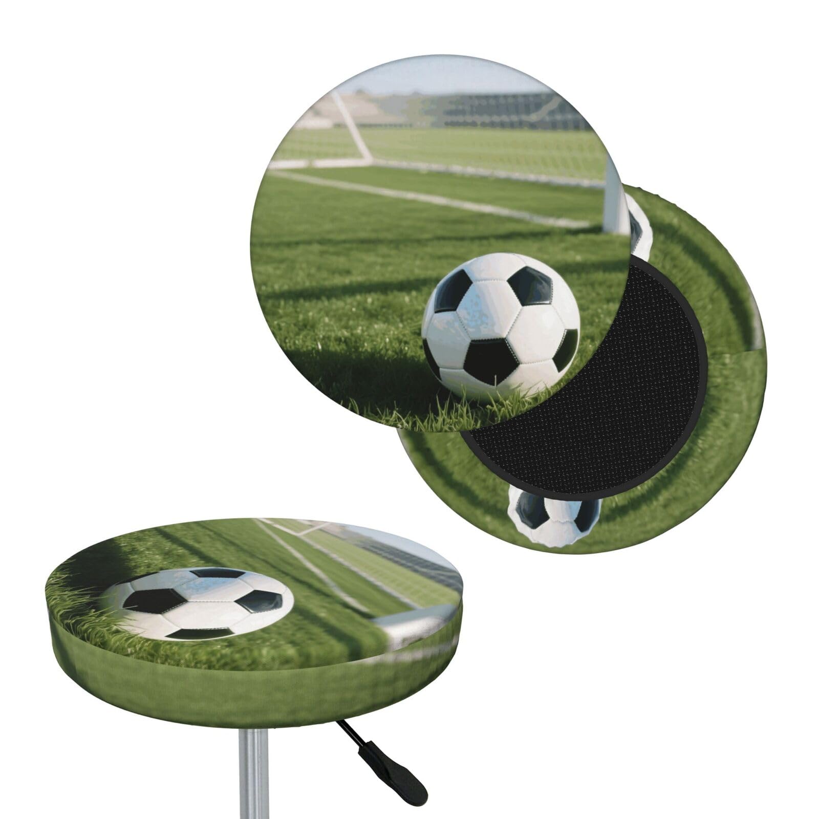 FekiLoot Football Field Green Round Bar Stool Covers Stretch Washable Bar Stool Covers Dustproof Slipcover Bar Chair Covers with Elastic Band for Bar Kitchen Living Room Decor 14 Inch