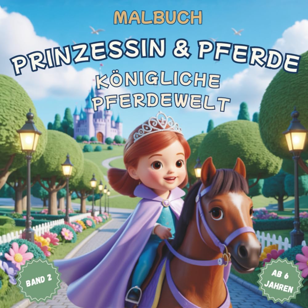Prinzessin & Pferde – Königliche Pferdewelt – Band 2: Ausmalbuch ab 6 Jahren | Prinzessinnen Malbuch & Pferde Malbuch für Kinder | Schloss, Stall & Reitabenteuer