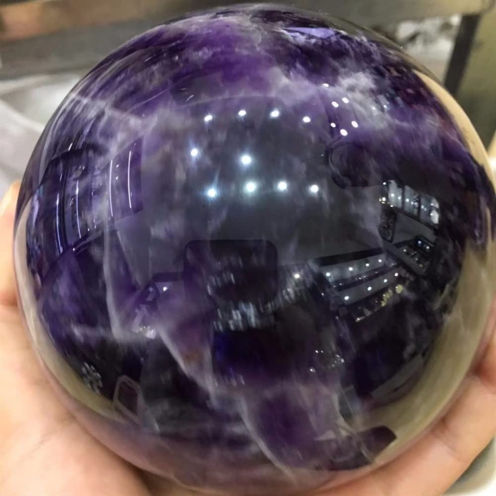 WARTHY Crystal Decoration 100mm Natural Dream Amethyst Crystal Sphere Ball Orb Gem Stonefor Home Decor Home Decoration Natural Stones Household