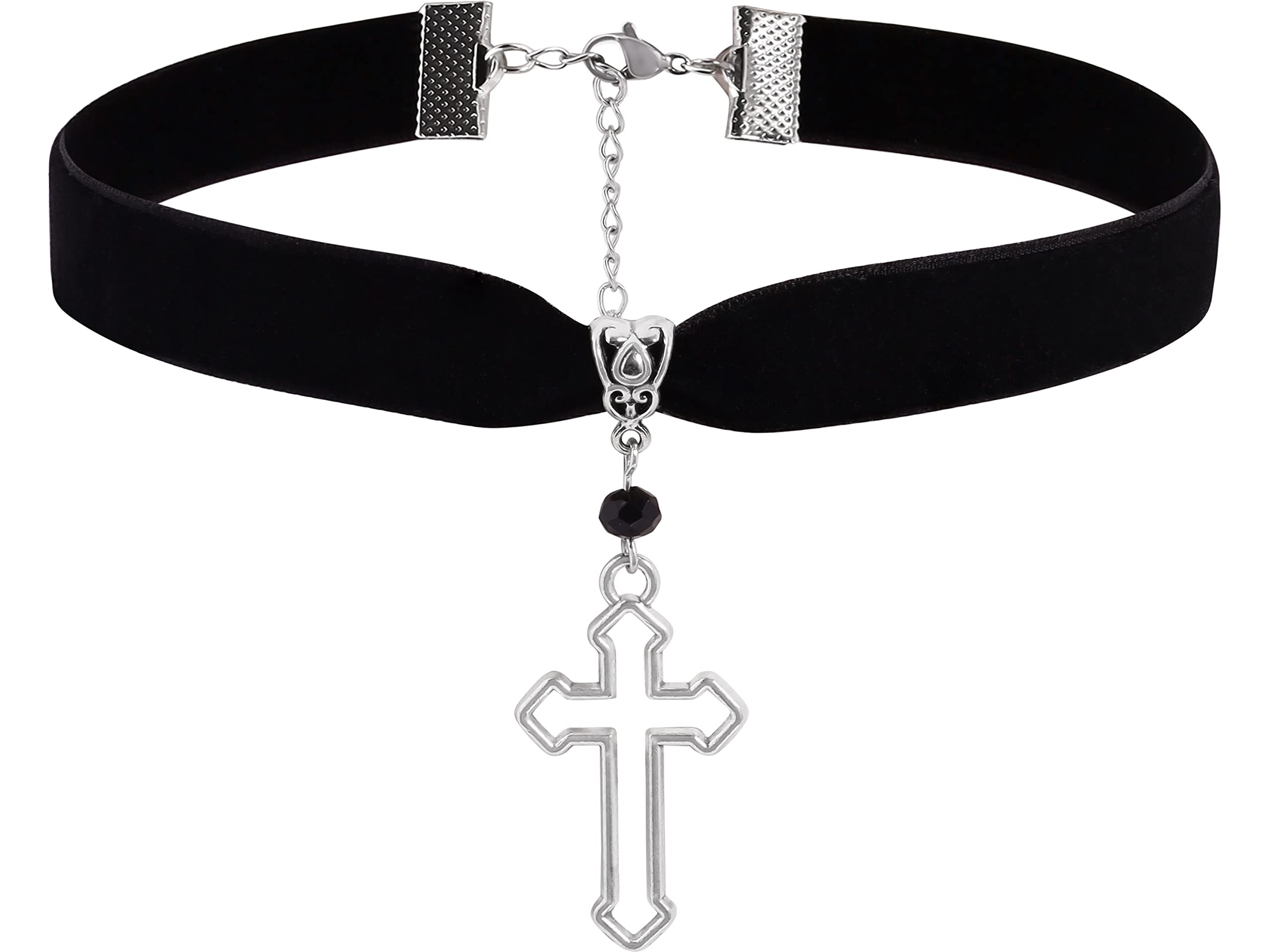 Gothic Cross Necklace, Cross Choker, Black Choker, Gothic Choker, Goth Choker, Halloween Christmas New Year Goth Jewelry Gift for Women