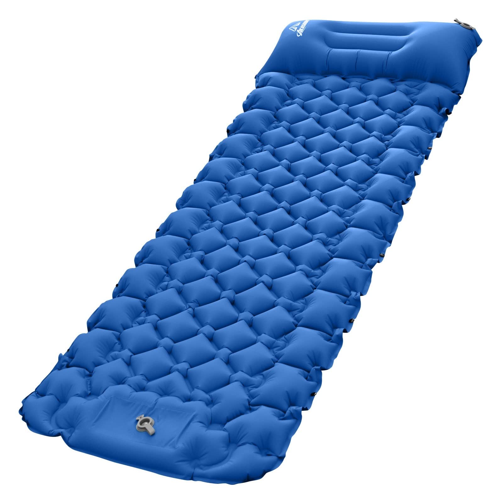 Alfombra de camping, alfombra de dormir inflable autoinflable con almohada, almohadilla de dormir ultraligera para mochileros, camping, senderismo (azul)