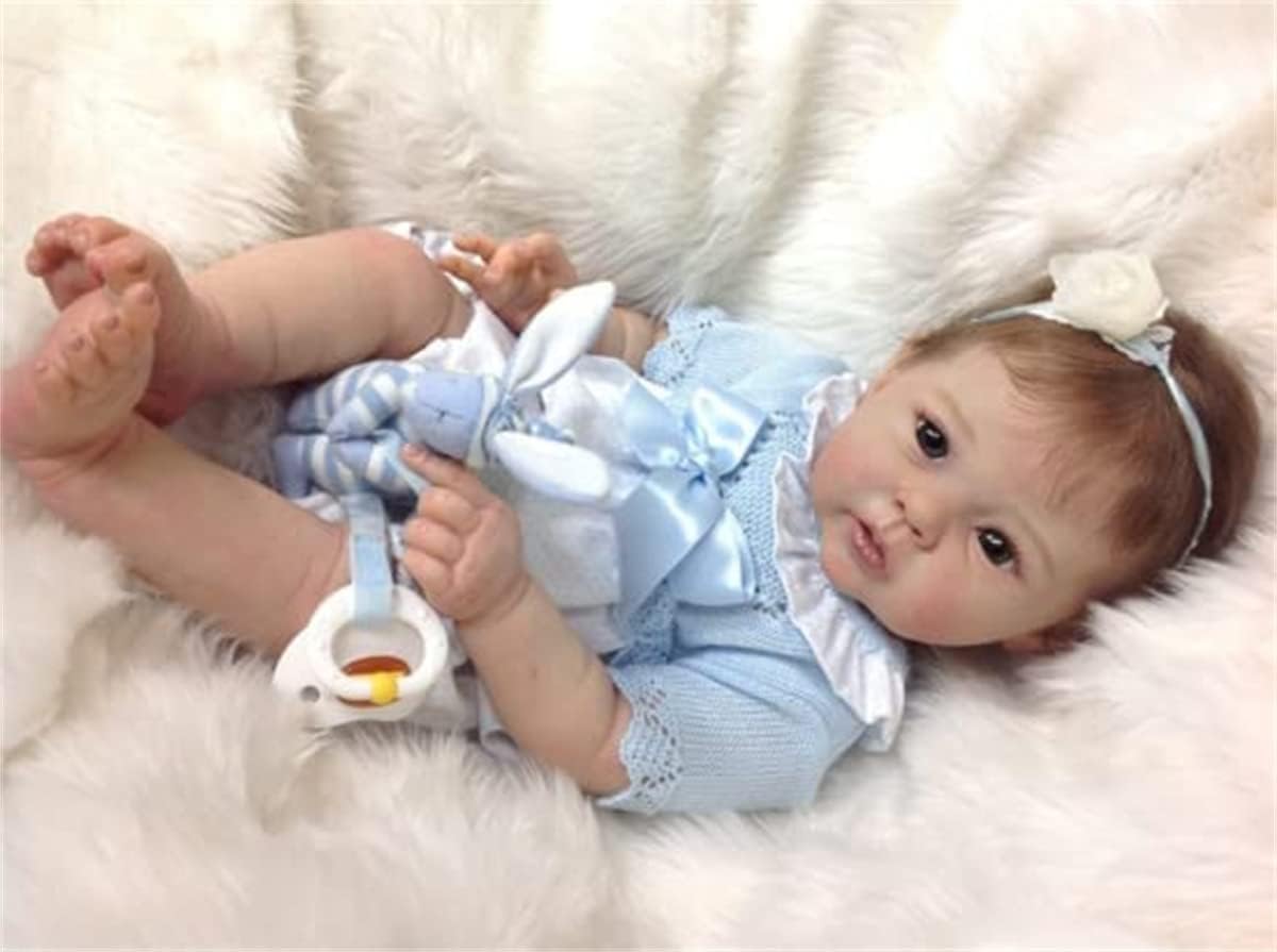 Bambole Reborn Originali Realistica Bambole Femmine 19 pollici Fatto a mano Corpo in cotone morbido Sembra e si sente come un vero e proprio bambino realistico (Ragazza occhi aperti)