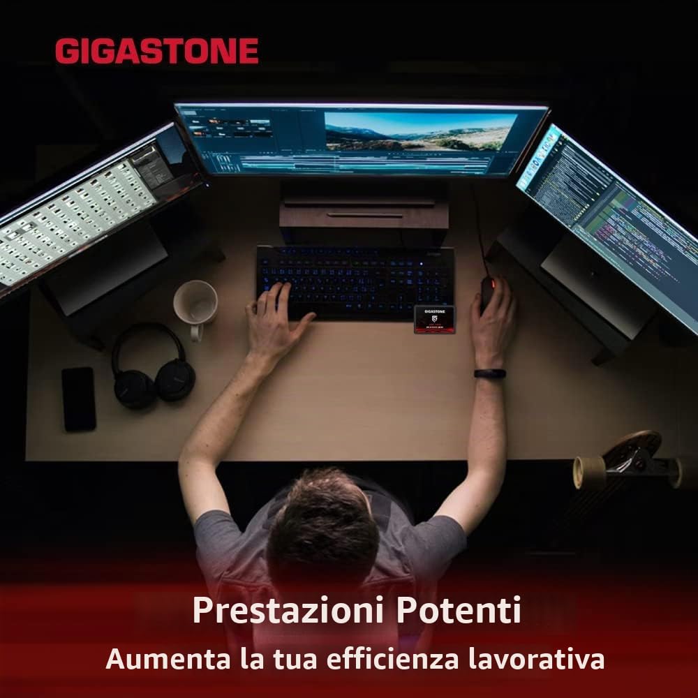 Gigastone SSD SATA III 512GB (2 Pack) 2,5" SSD interno 3D NAND Internal Solid State Drive Compatibile con Laptop e PC Desktop 2.5 Inch Velocit? di Lettura fino a 550MB/s SLC Cache Performance