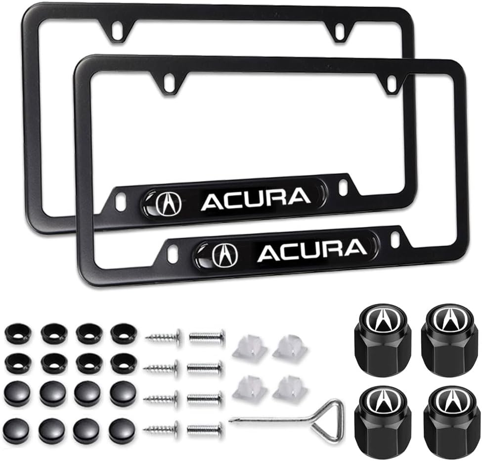 REKRTOW Black License Plate Frames for Acura, 2PCS Carbon
