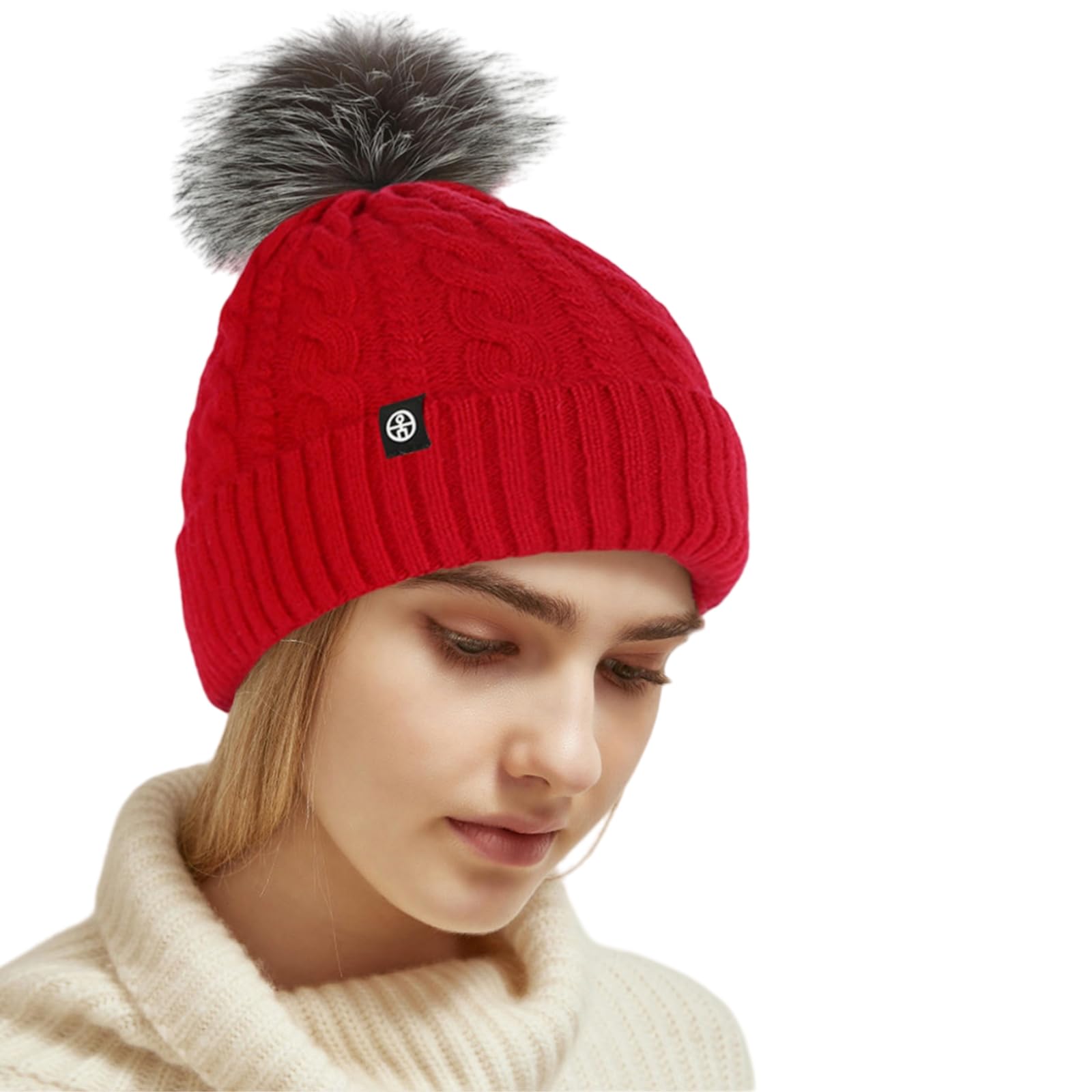 Czapka beanie dla kobiet zimowa czapka z pomponem miękka podszewka dla kobiet ciepła i wygodna idealna na zimne dni