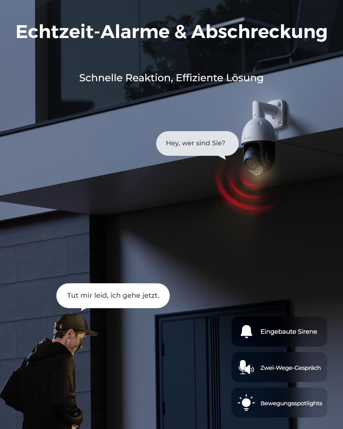 Reolink 4K 8MP UHD PTZ Outdoor Überwachungskamera PoE mit 5X 3D optischem Zoom, Auto-Tracking, Farbnachtsicht, smarte Personen-/Fahrzeug-/Tier-Erkennung, Zwei-Wege-Audio, 24/7 Aufzeichnung, RLC-823S1