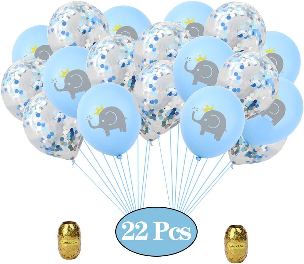 Elephant Baby Shower Decorations Boy , 22 Pack 12 Inch Elephant Latex Balloons For Elephant Theme Boy Baby Shower Party Favors