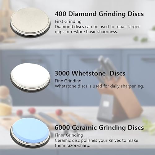 Miniatura 2 de XITAO Afilador de cuchillos rodantes con discos de diamante y cerámica, kit de afilador de cuchillos, moler y pulir las cuchillas y tijeras, ángulo